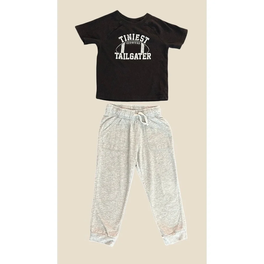Okie Dokie Toddler Boys 2T Tiniest Tailgater Football Shirt and Joggers Set 1348